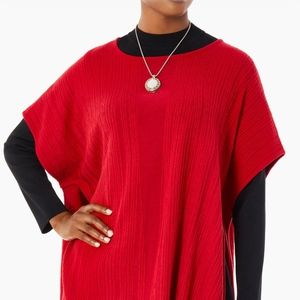 Ming Wang Short Sleeve Cozy Knit Poncho Top